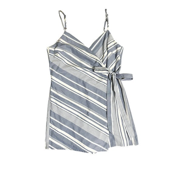 GB Gianni Bini Skort Romper Size Medium Juniors Blue White Gray Striped Summer - Picture 1 of 15